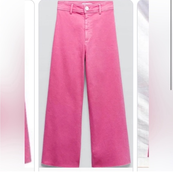Zara Pink Wide Leg Jeans - Picture 2 of 3